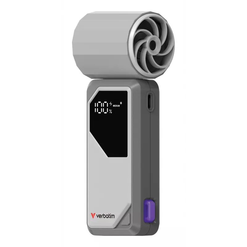 Verbatim Cool’n’Go AirJet ventilador de mano Gris/Lila, Gris, Lila, ventilador de mano, 1 ud., 6 W, Ion de litio (Li-Ion), 3,7 V