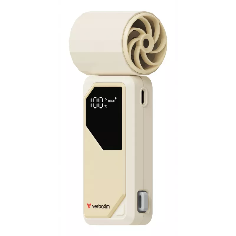 Verbatim Cool’n’Go AirJet ventilador de mano Blanco/Plata, Plata, Blanco, ventilador de mano, 1 ud., 6 W, Ion de litio (Li-Ion), 3,7 V