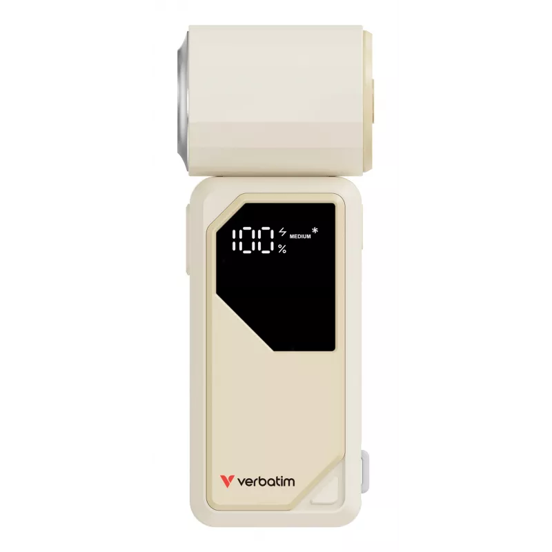Verbatim Cool’n’Go AirJet ventilador de mano Blanco/Plata, Plata, Blanco, ventilador de mano, 1 ud., 6 W, Ion de litio (Li-Ion), 3,7 V