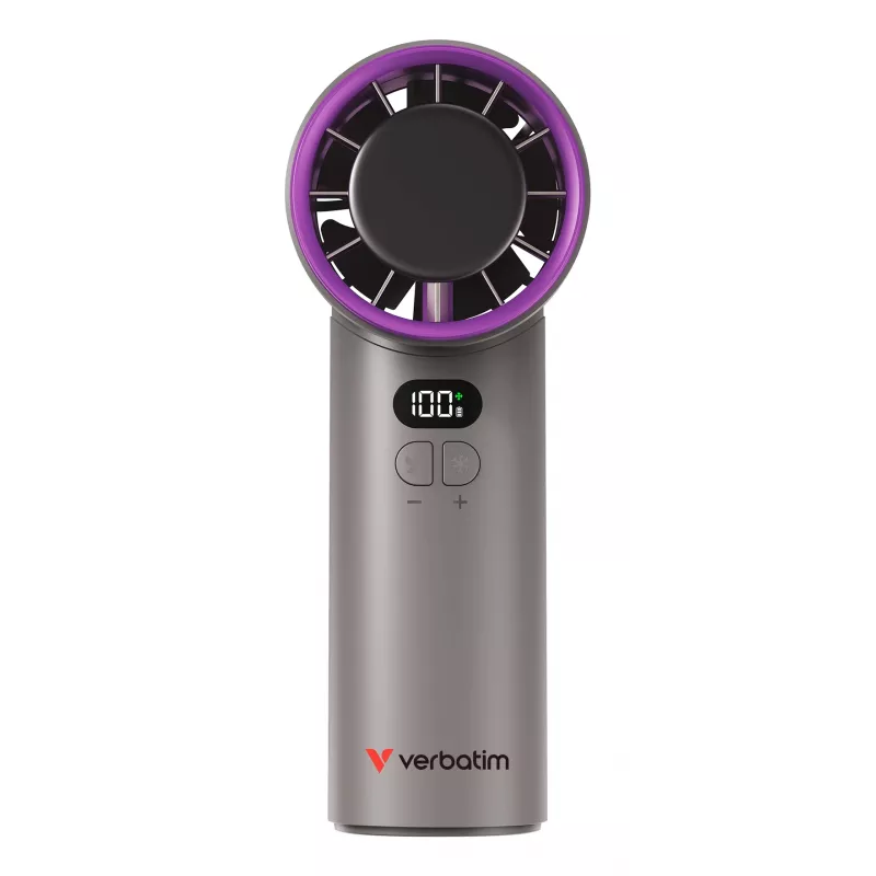 Verbatim Cool’n’Go IceTouch ventilador de mano Gris/Lila, Gris, Lila, 1 ventilador, ventilador de mano, 1 ud., 8 W, Ion de litio (Li-Ion)