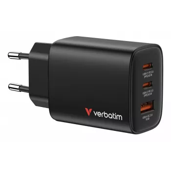 Verbatim Essentials cargador GaN 65W con conector EU Negro, interior, AC, 20 V, Negro