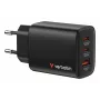 Verbatim Essentials cargador GaN 65W con conector EU Negro, interior, AC, 20 V, Negro