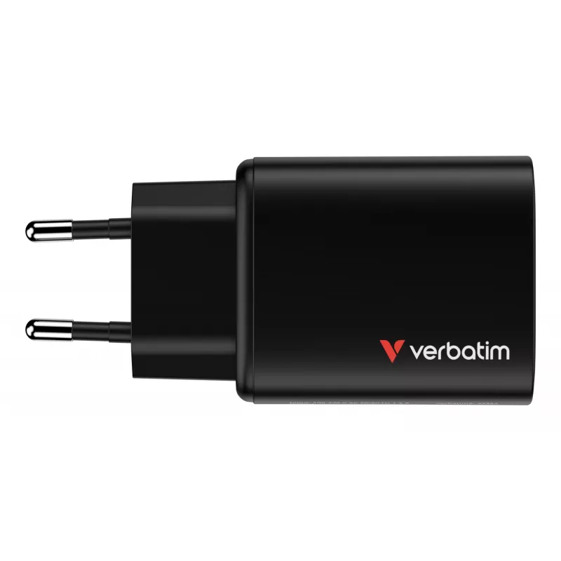 Verbatim Essentials cargador GaN 65W con conector EU Negro, interior, AC, 20 V, Negro