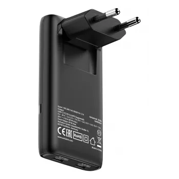 Verbatim Fold 'n' Go cargador GaN 65W con conector EU Negro, interior, AC, 20 V, Negro