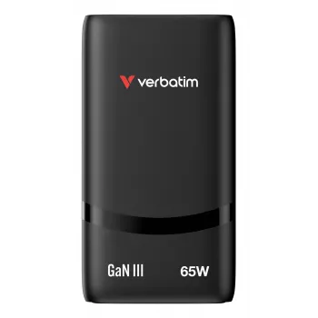 Verbatim Fold 'n' Go cargador GaN 65W con conector EU Negro, interior, AC, 20 V, Negro