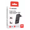 Verbatim Fold 'n' Go cargador GaN 65W con conector EU Negro, interior, AC, 20 V, Negro
