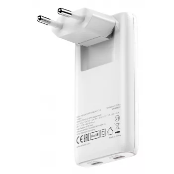 Verbatim Fold 'n' Go cargador GaN 65W con conector EU Blanco