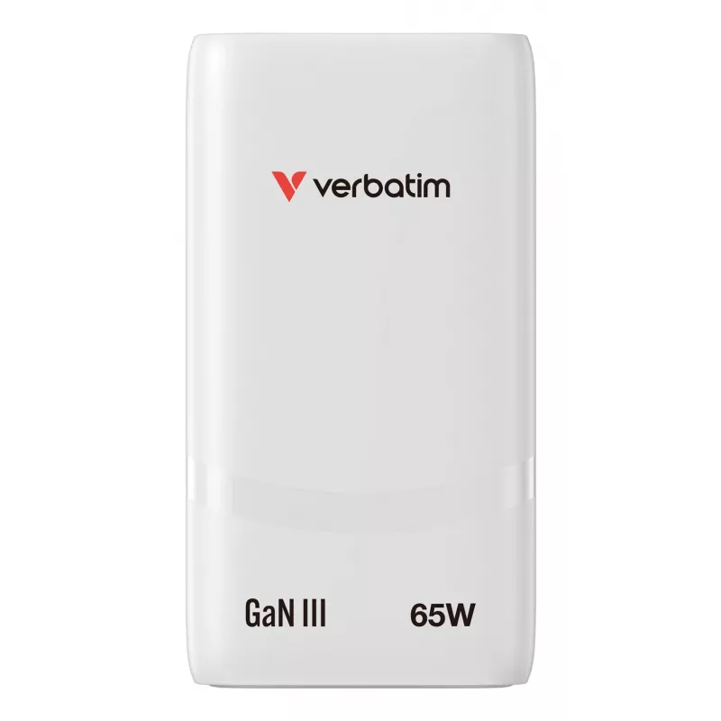 Verbatim Fold 'n' Go cargador GaN 65W con conector EU Blanco