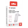 Verbatim Fold 'n' Go cargador GaN 65W con conector EU Blanco