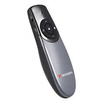 Verbatim Focus presentador inalámbrico con puntero láser rojo, RF, USB, 30 m, Negro, Plata