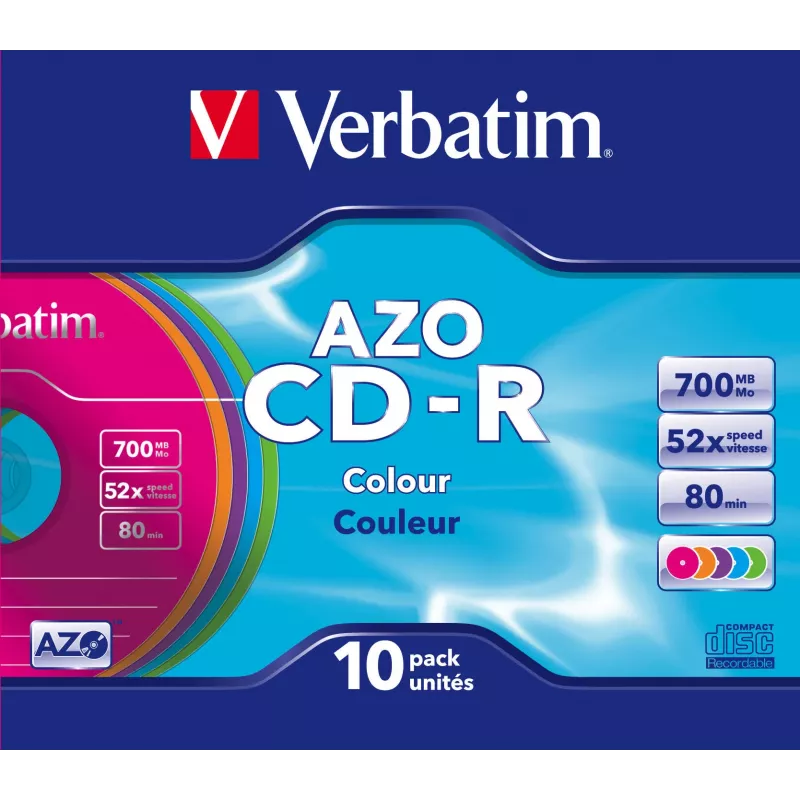 Verbatim CD-R AZO Colours 700 MB 48x 10 uds.
