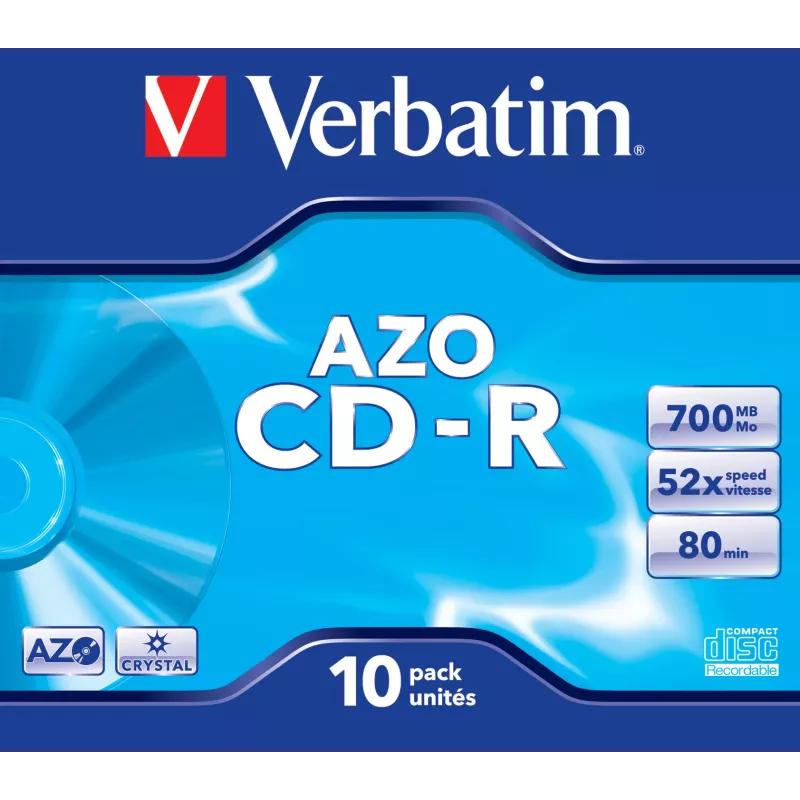 Verbatim CD-R AZO Crystal 700 MB 52x 10 uds.