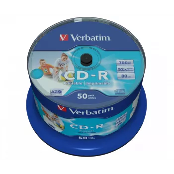 Verbatim CD-R AZO Wide Inkjet Printable no ID 700 MB 52x 50 uds.