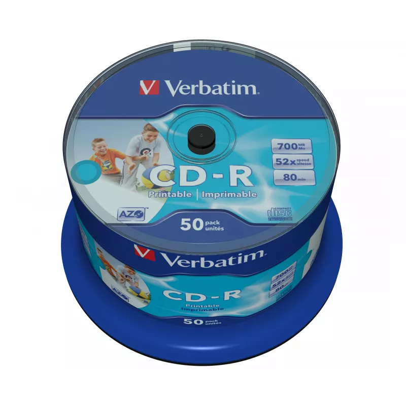Verbatim CD-R AZO Wide Inkjet Printable no ID 700 MB 52x 50 uds.
