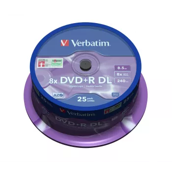 Verbatim DVD+R Double Layer 8x mate plata spindel de 25