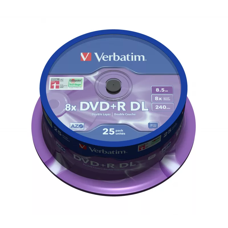 Verbatim DVD+R Double Layer 8x mate plata spindel de 25