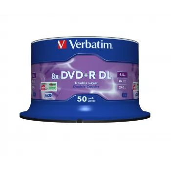 Verbatim DVD+R Double Layer 8x mate plata spindel de 50