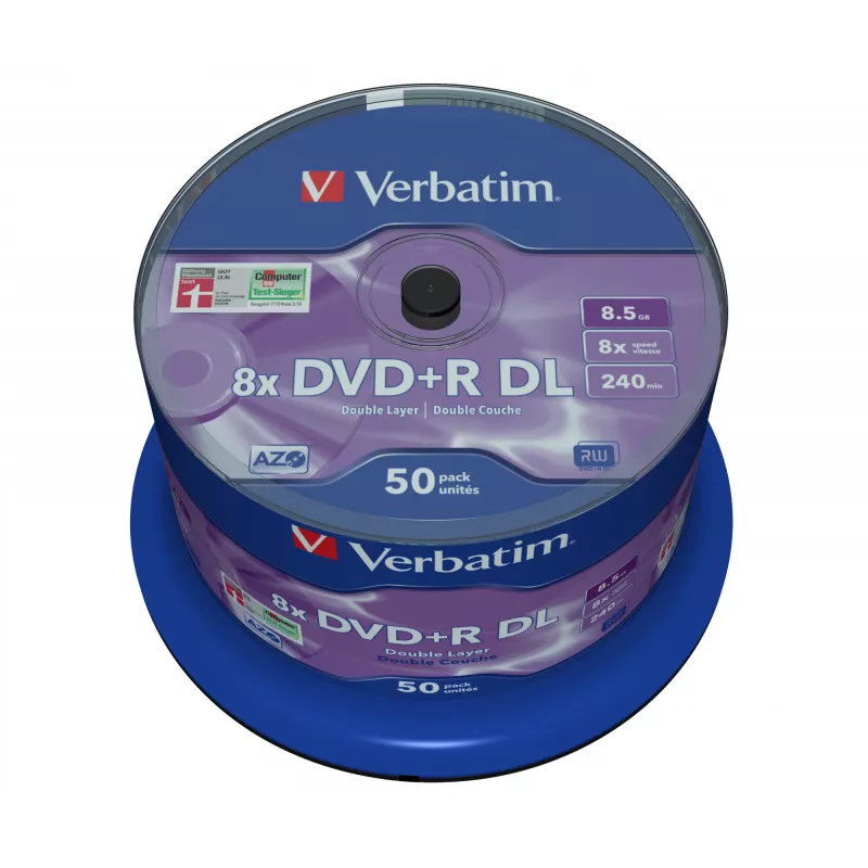 Verbatim DVD+R Double Layer 8x mate plata spindel de 50
