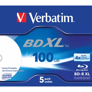 Verbatim BD-R XL 100GB* 4x Wide Inkjet Printable 5 uds. caja jewel