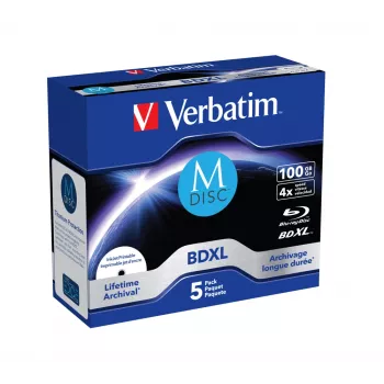Verbatim M-Disc BD-R XL 100 GB 4x, Jewel Case, 5 uds. (43834)