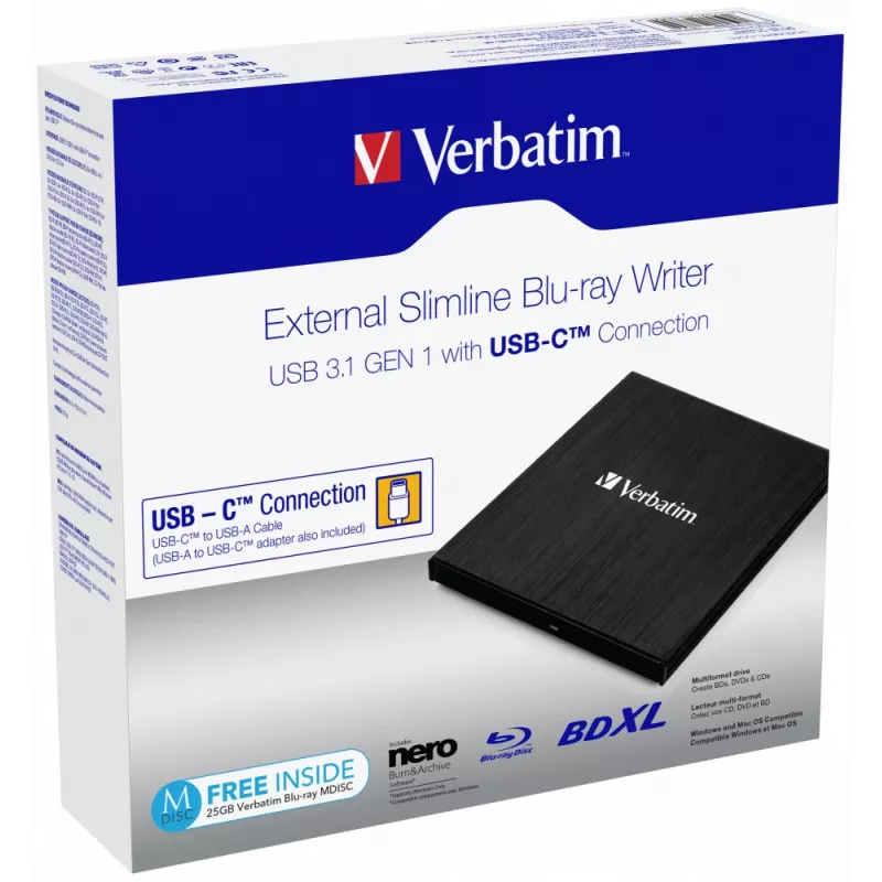 Verbatim 43889 unidad óptica Blu-Ray RW negra