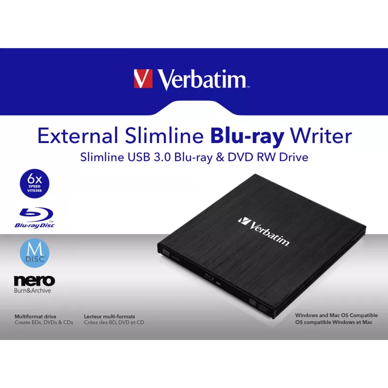 Unidad externa slimline Blu-Ray RW Verbatim 43890