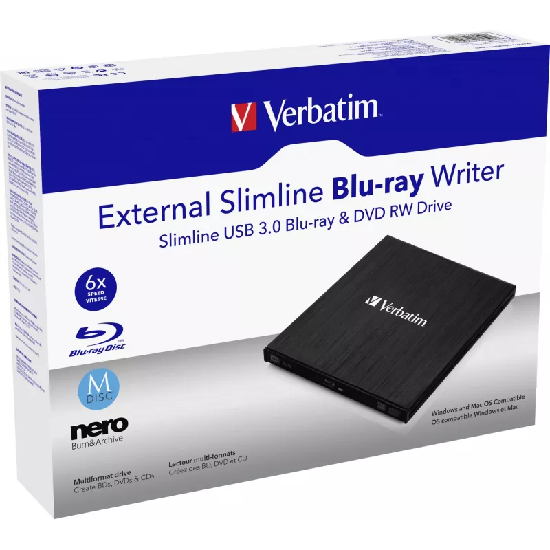 Unidad externa slimline Blu-Ray RW Verbatim 43890