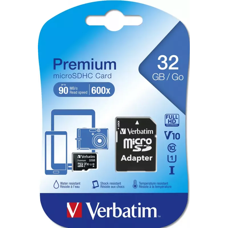 Memoria flash Verbatim Premium 32 GB MicroSDHC Class 10 44083