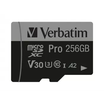 Verbatim Pro U3 256GB tarjeta Micro SDXC, 256 GB, MicroSDXC, Class 10, UHS-I, 100 MB/s, 90 MB/s