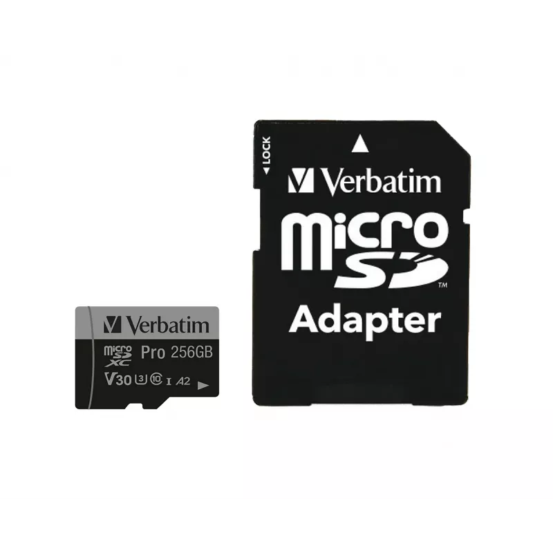 Verbatim Pro U3 256GB tarjeta Micro SDXC, 256 GB, MicroSDXC, Class 10, UHS-I, 100 MB/s, 90 MB/s