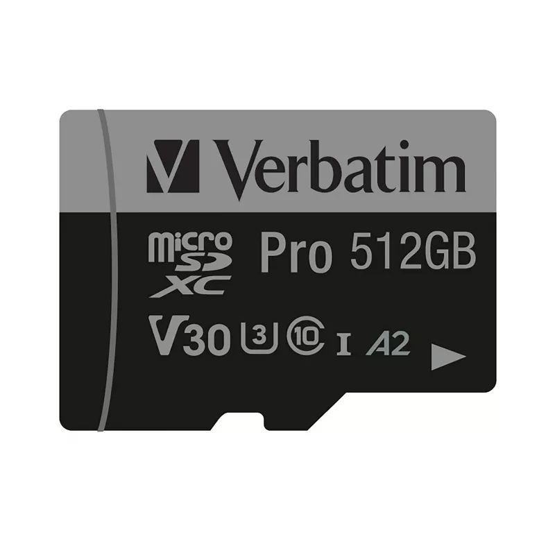 Verbatim Pro U3 512GB tarjeta Micro SDXC, 512 GB, MicroSDXC, Class 10, UHS-I, 100 MB/s, 90 MB/s