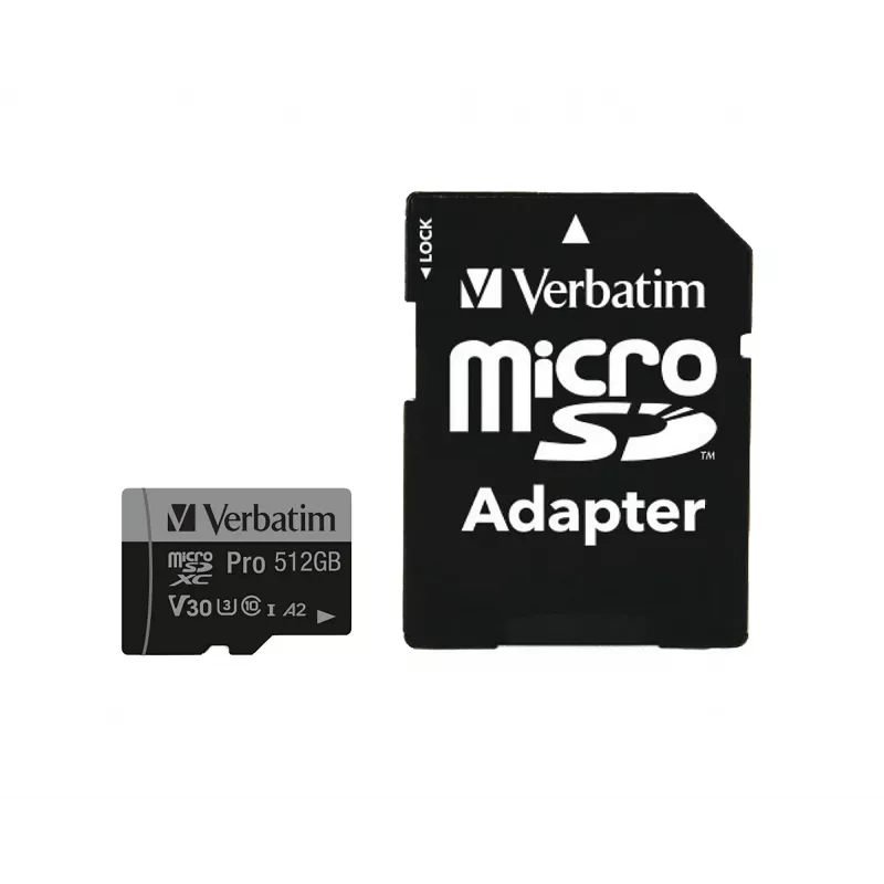 Verbatim Pro U3 512GB tarjeta Micro SDXC, 512 GB, MicroSDXC, Class 10, UHS-I, 100 MB/s, 90 MB/s