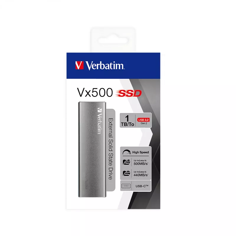 Verbatim Vx500 1 TB USB Type-C 3.2 Gen 2 (3.1 Gen 2) plata
