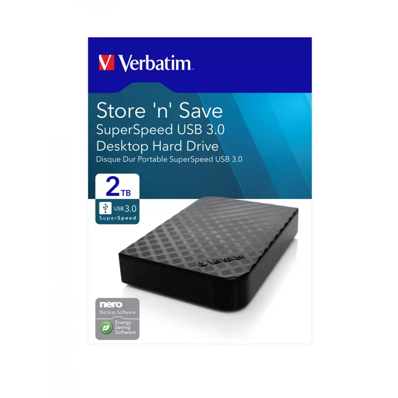 Verbatim Store 'n' Save 2TB USB 3.0, 2 TB, 3.2 Gen 1 (3.1 Gen 1), negro