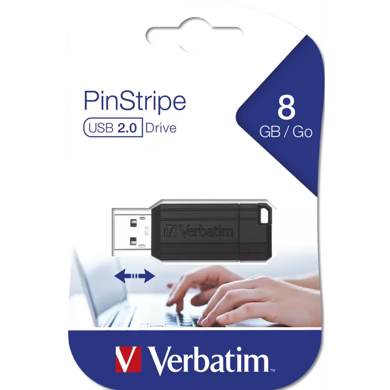 Memoria flash USB Verbatim 8 GB USB Type-A PinStripe negro
