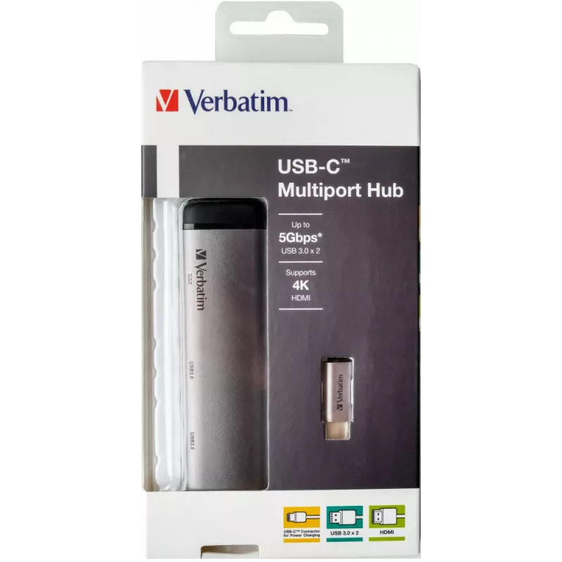 Verbatim 49140 dock/replicador de puertos para portátil USB 3.2 Gen 1 (3.1 Gen 1) Type-C