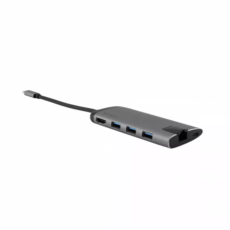 Verbatim 49142 dock/replicador de puertos para portátil USB 3.2 Gen 1 (3.1 Gen 1) Type-C negro, plata