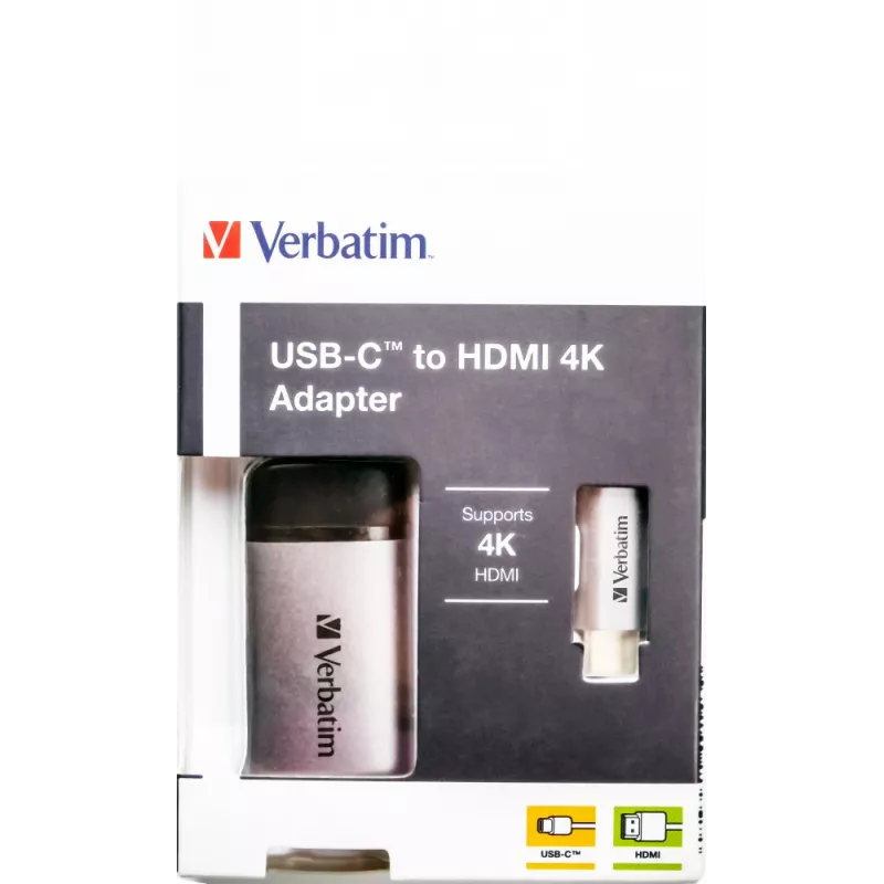 Verbatim 49143 adaptador de cable de vídeo 0,1 m USB Type-C HDMI negro, plata