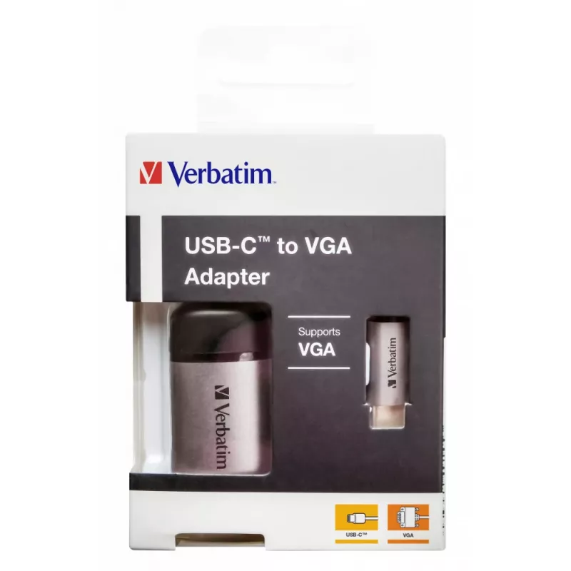 Verbatim 49145 adaptador de cable de vídeo 0,01 m USB Type-C VGA (D-Sub) negro, plata