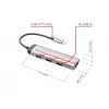 Verbatim hub multipuerto USB-C, cuatro puertos USB 3.2 Gen 1, USB 3.2 Gen 1 (3.1 Gen 1) Type-C, USB 3.2 Gen 1 (3.1 Gen 1) Type-A, 5000 Mbit/s, gris, aluminio, plástico, 0,15 m