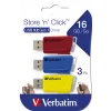 Verbatim Store 'n' Click - memoria USB 2.0 3.2 GEN1 - 3x16 GB - rojo/azul/amarillo