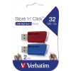 Verbatim Store 'n' Click - memoria USB 2.0 (3.2 GEN1) - 2x32 GB - rojo/azul