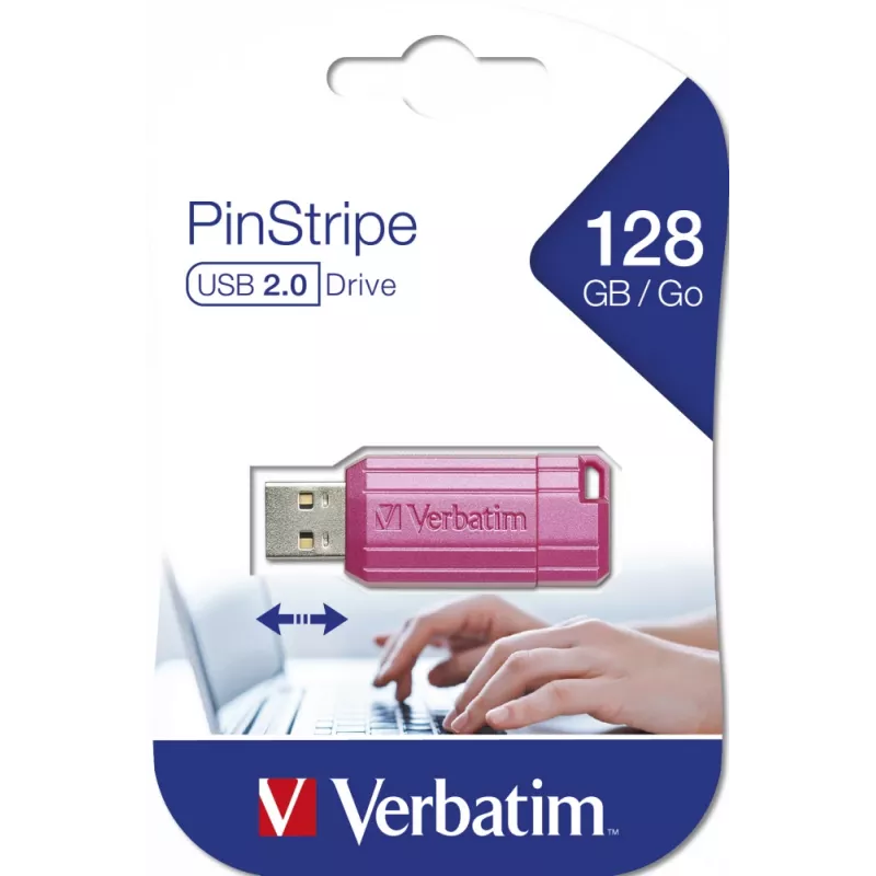 Verbatim PinStripe unidad flash USB 128 GB USB Type-A 2.0 rosa