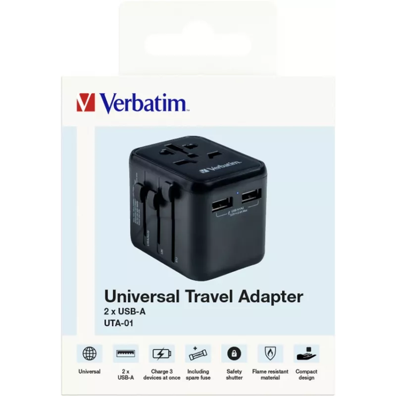 Verbatim 49543 adaptador de corriente universal negro