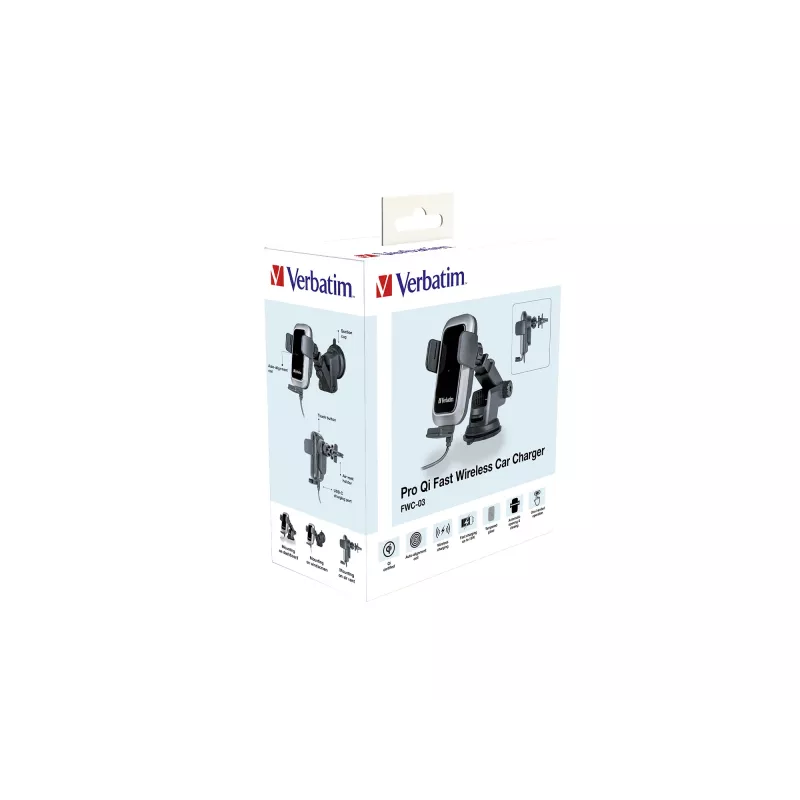 Verbatim FWC-03 Pro Qi cargador inalámbrico rápido para coche retail negro