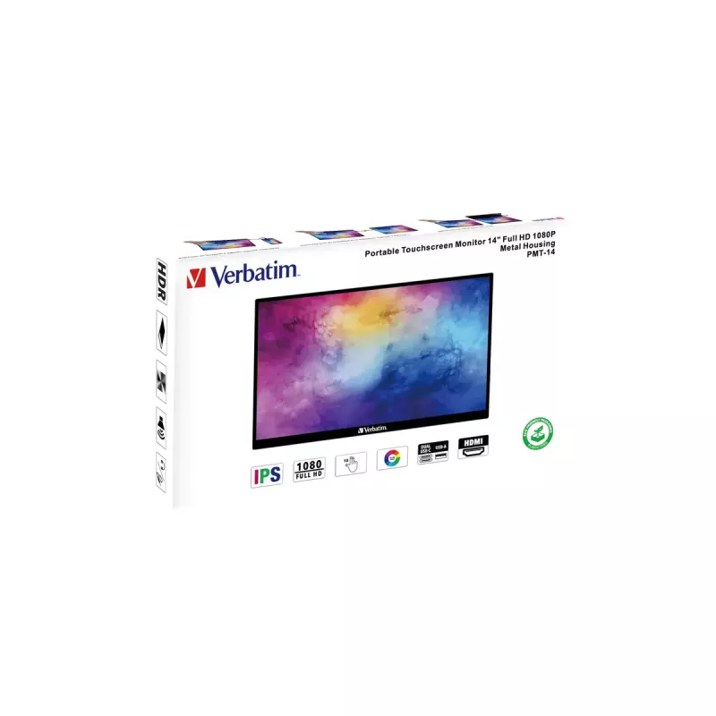 Verbatim 49591 monitor de ordenador 35,6 cm (14 inch) 1920 x 1080 píxeles Full HD LCD táctil negro