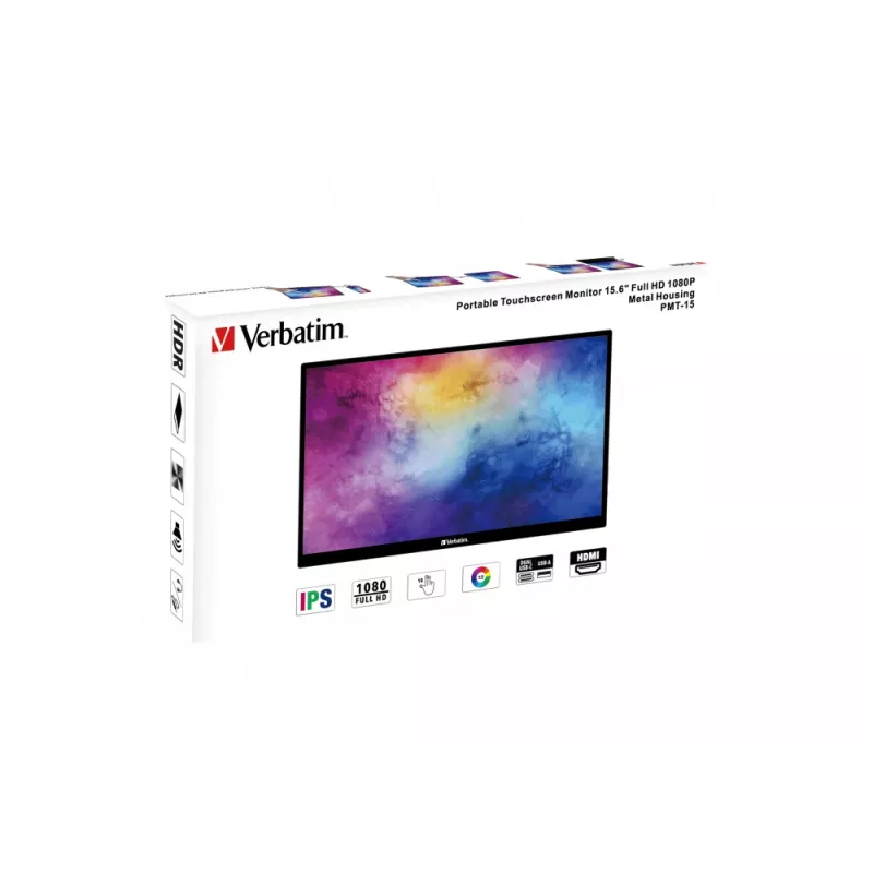 Verbatim 49592 monitor de ordenador 39,6 cm (15,6 inch) 1920 x 1080 píxeles Full HD LCD táctil negro