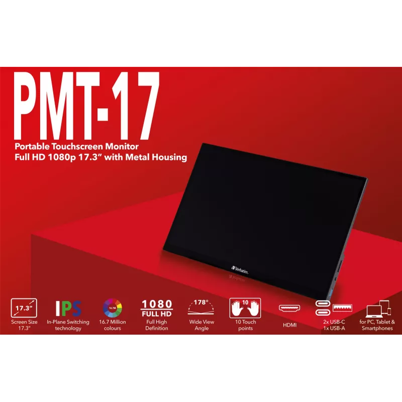 Verbatim 49593 monitor de ordenador 43,9 cm (17,3