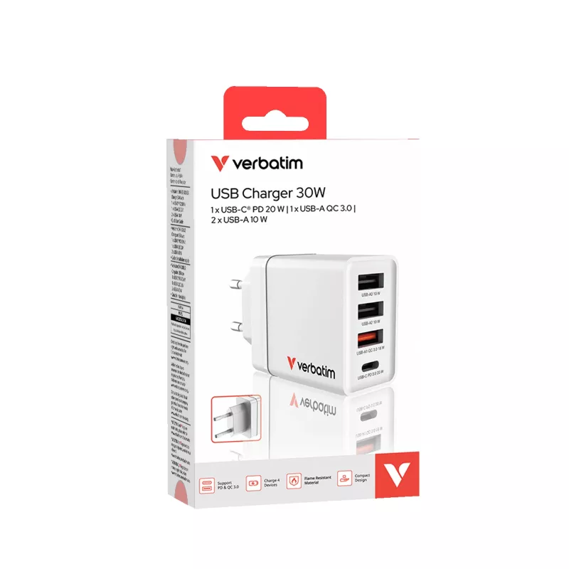Verbatim 49700 universal blanco AC cargador de carga rápida para interior