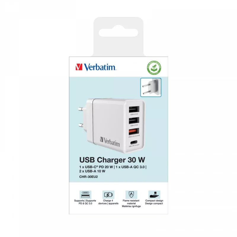 Verbatim 49700 universal blanco AC cargador de carga rápida para interior